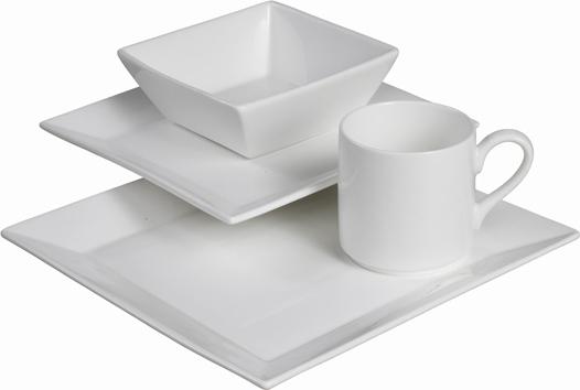 Fortessa - 16 PC Fortaluxe SuperWhite Plaza Dinnerware Set - 16PPS.V0818