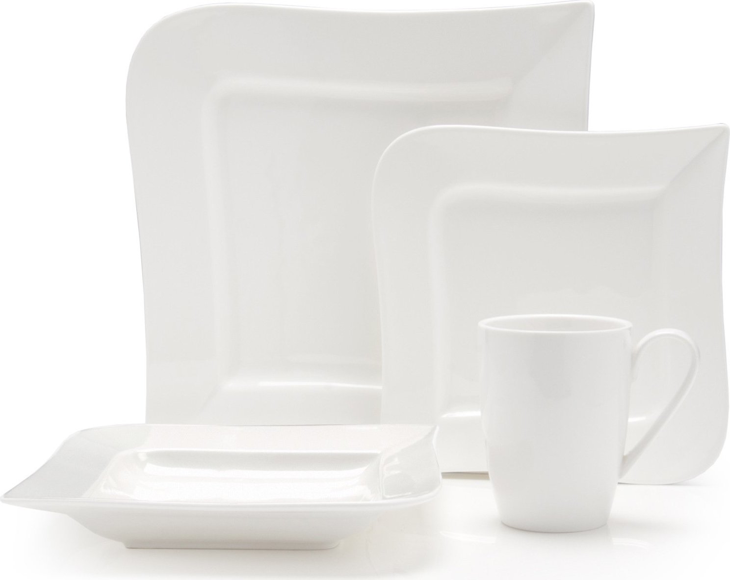 Fortessa - 16 PC Fortaluxe SuperWhite Plaza Dinnerware Set - 16PPS.V0818