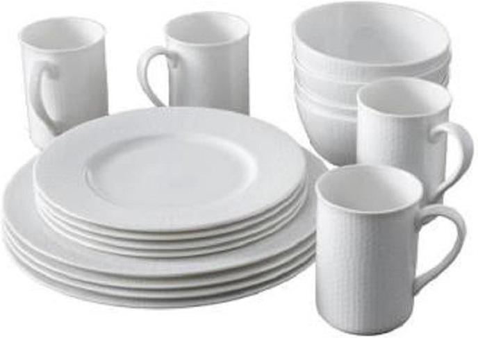 Fortessa - 16 Piece Amanda White Embossed Dinnerware Set - 7000.FFD.16SET