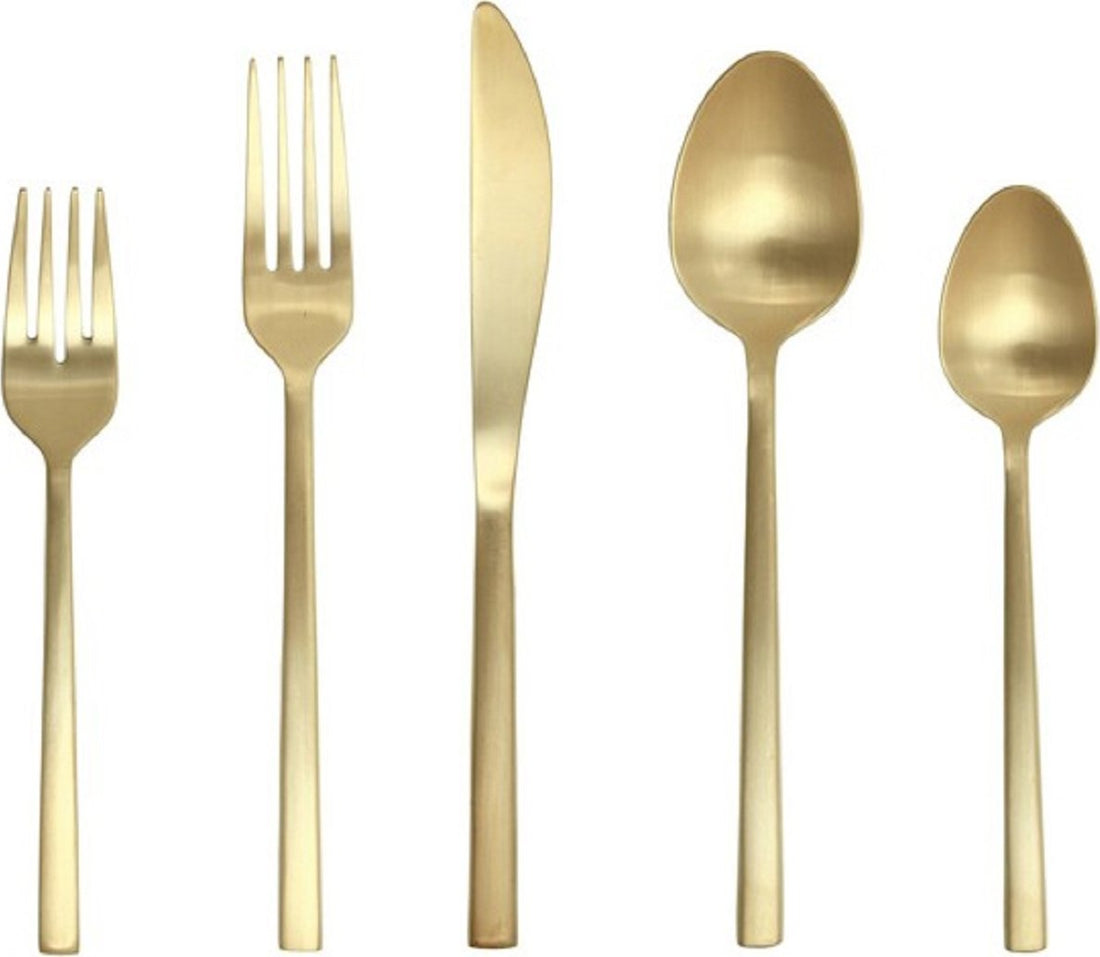 Fortessa - 20 PC Arezzo Brushed Gold Flatware Set - 5PPS-1659B-20PC
