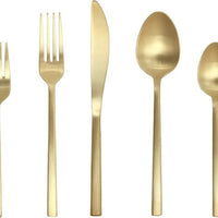 Fortessa - 20 PC Arezzo Brushed Gold Flatware Set - 5PPS-1659B-20PC