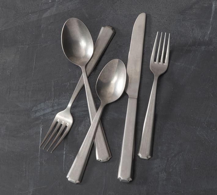 Fortessa - 20 Piece Stainless Steel Valen Tumbled Flatware Set - 20PPS-212T-05