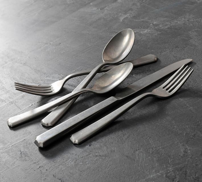 Fortessa - 20 Piece Stainless Steel Valen Tumbled Flatware Set - 20PPS-212T-05