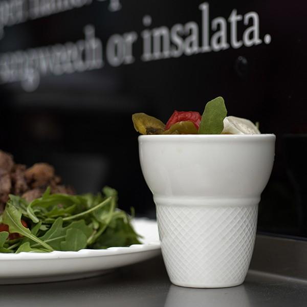 Fortessa - 2.62" Fortaluxe SuperWhite Food Truck Vitrified China Small Waffle Cup (6.7 cm), Pack of 4 - 4600.F0000.04