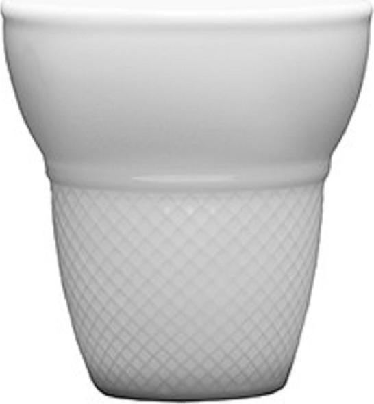 Fortessa - 2.62" Fortaluxe SuperWhite Food Truck Vitrified China Small Waffle Cup (6.7 cm), Pack of 4 - 4600.F0000.04