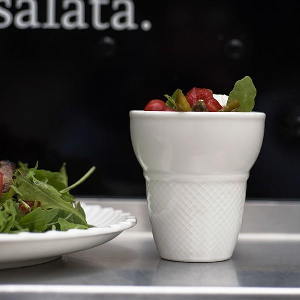 Fortessa - 4 PC 3.62" Fortaluxe SuperWhite Food Truck Vitrified China Large Waffle Cup (9.1 cm) - 4600.F0000.05