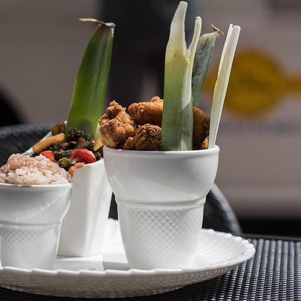 Fortessa - 4 PC 3.62" Fortaluxe SuperWhite Food Truck Vitrified China Large Waffle Cup (9.1 cm) - 4600.F0000.05