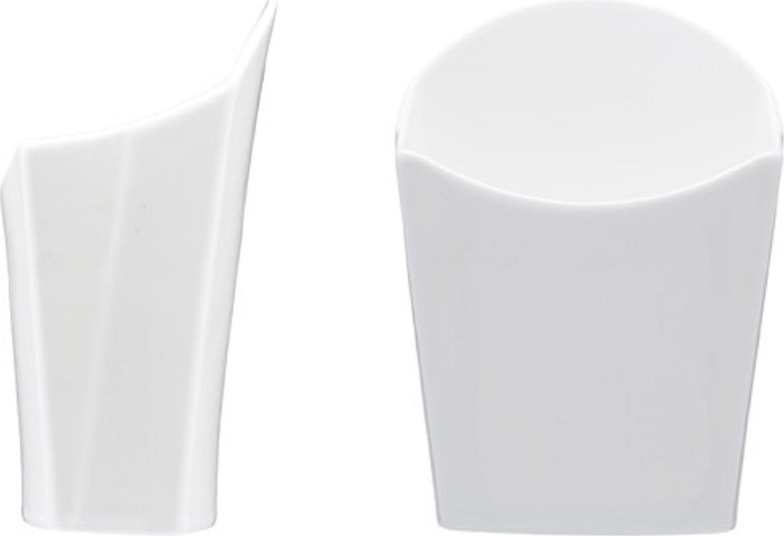 Fortessa - 4 PC 4.25" x 6" Fortaluxe SuperWhite Food Truck Vitrified China Large Fry (11 x 15.5 cm) - 4600.F0000.08