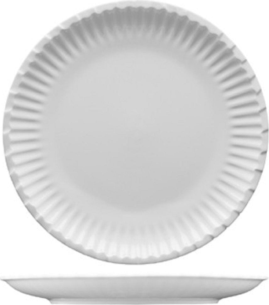 Fortessa - 4 PC 8" Fortaluxe SuperWhite Food Truck Vitrified China Paper Plate (20.32 cm) - 4600.F0000.02