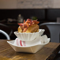 Fortessa - 4 PC 8.5" x 4" Fortaluxe SuperWhite Food Truck Vitrified China Hot Dog Plate (21.6 x 10 cm) - 4600.F0000.06