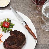 Fortessa - 4 PC 9.25" Non-Serrated Steak Knife Set with Dark Wood Handle (23 cm) - 4PS-247NS