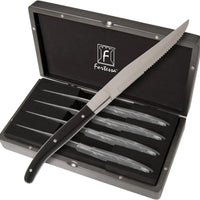 Fortessa - 4 PC 9.25" Serrated Steak Knife Set with Black Handle (23 cm) - 4PS-239 - DISCONTINUED