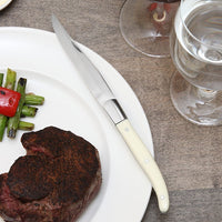 Fortessa - 4 PC 9.25" Serrated Steak Knife Set with Blonde Handle (23 cm) - 4PS-240