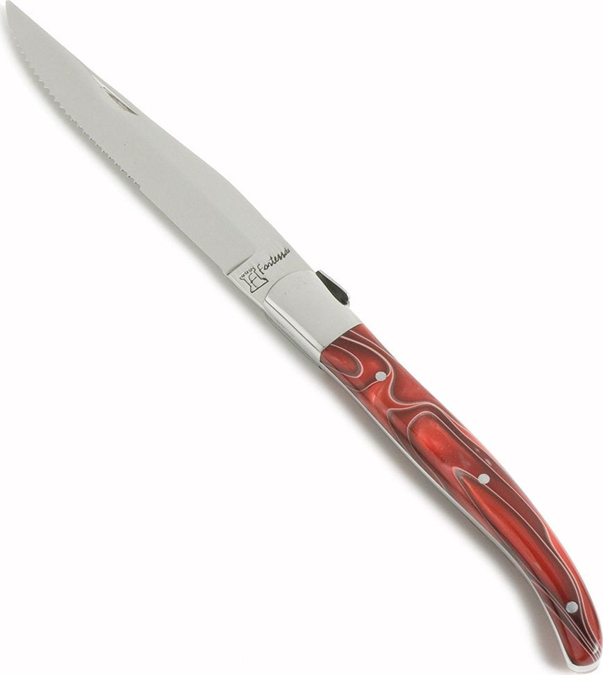 Fortessa - 4 PC 9.25" Serrated Steak Knife Set with Red Handle (23 cm) - 4PS-243