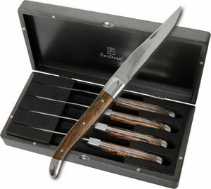 Fortessa - 4 PC 9.25" Serrated Steak Knife Set with Solid Handle (23 cm) - 4PS-248SR
