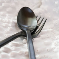 Fortessa - 5.1" Arezzo Brushed Black Titan PVD Stainless Steel Espresso Spoons, Pack of 12 - 1.6B.165.00.022