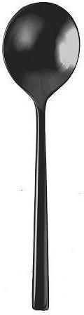 Fortessa - 6" Arezzo Brushed Black Titan PVD Stainless Steel Bouillon Spoons Set of 12 - 1.6B.165.00.003
