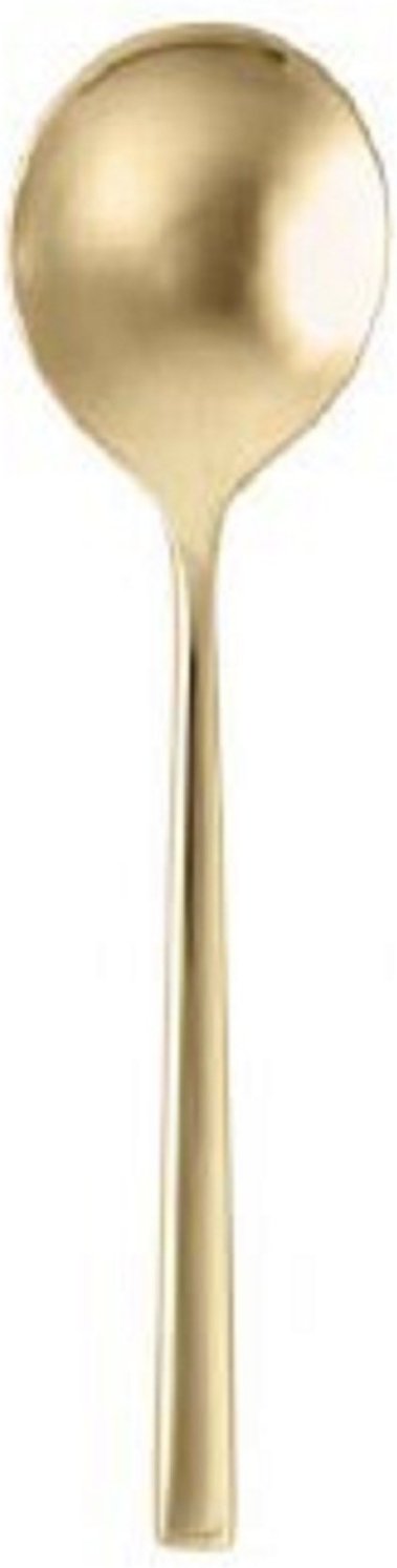 Fortessa - 6" Arezzo Brushed Gold Titan PVD Bouillon Spoons Set of 12 - 1.9B.165.00.003
