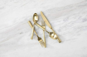 Fortessa - 6.9" Lucca Faceted Brushed Gold Titan PVD Butter Knives Set of 12 - 1.9B.102.FC.053