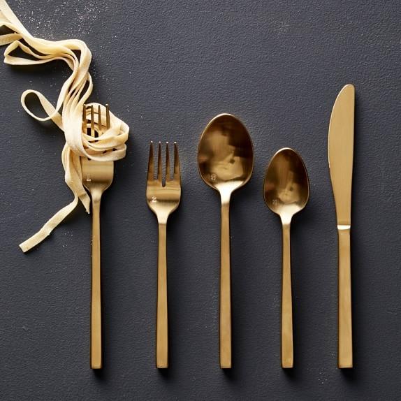 Fortessa - 7" Arezzo Brushed Gold Titan PVD Salad Forks, Pack of 12 - 1.9B.165.00.012