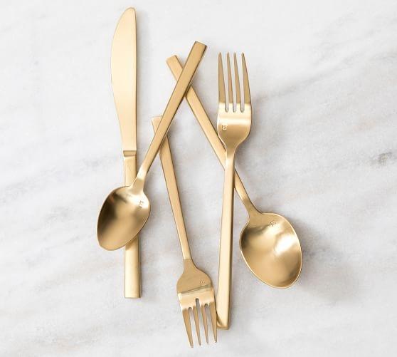 Fortessa - 7" Arezzo Brushed Gold Titan PVD Salad Forks, Pack of 12 - 1.9B.165.00.012