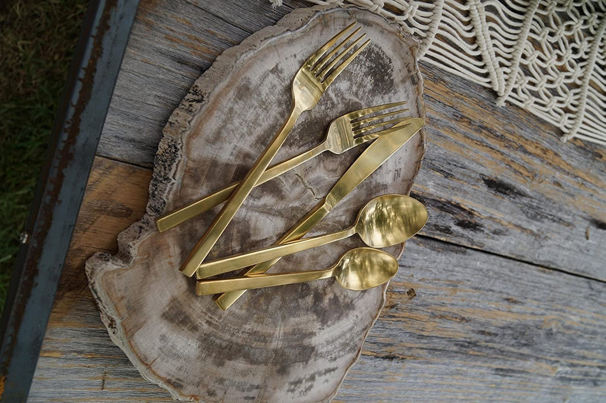 Fortessa - 7" Arezzo Brushed Gold Titan PVD Teaspoons, Pack of 12 - 1.9B.165.00.004
