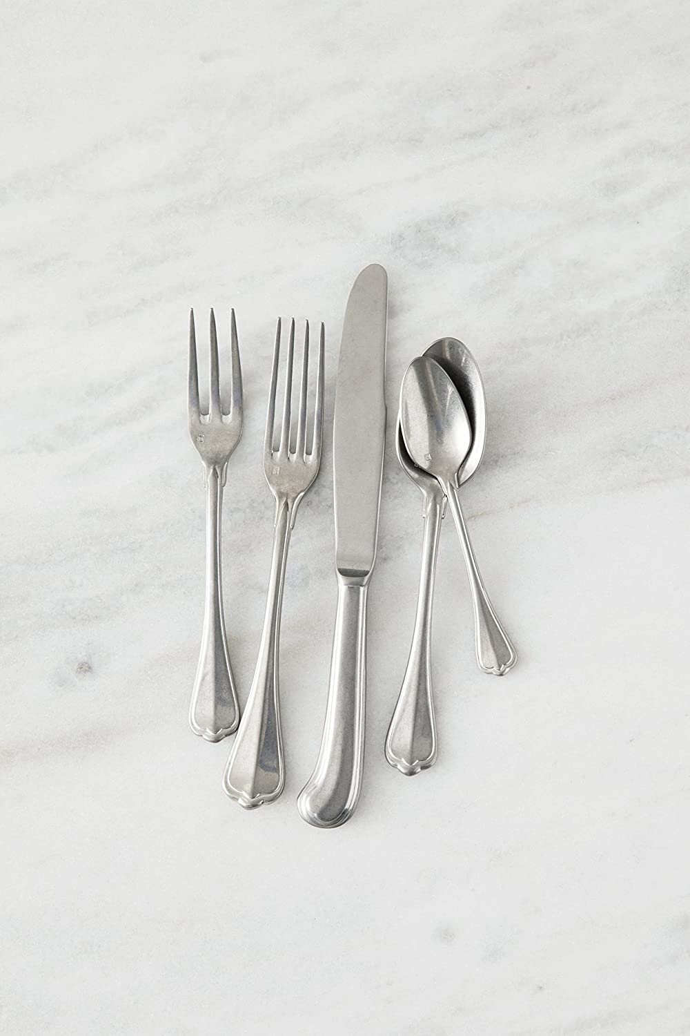 Fortessa - 7.5" San Marco Antiqued Stainless Steel Dessert/Oval Soup Spoons, Pack of 12 - 1.5T.190.00.011