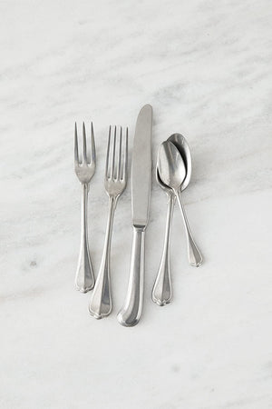 Fortessa - 7.5" San Marco Antiqued Stainless Steel Dessert/Oval Soup Spoons Set of 12 - 1.5T.190.00.011