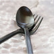 Fortessa - 8" Arezzo Brushed Black Titan PVD Stainless Steel Dessert Spoons Set of 12 - 1.6B.165.00.011