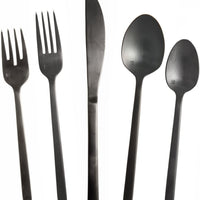 Fortessa - 8" Arezzo Brushed Black Titan PVD Stainless Steel Solid Handle Table Knives, Pack of 12 - 1.6B.165.00.005