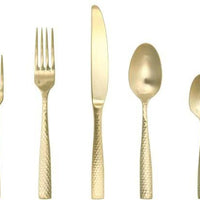 Fortessa - 8" Lucca Faceted Brushed Gold Titan PVD Table Forks, Pack of 12 - 1.9B.102.FC.002