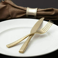 Fortessa - 8" Lucca Faceted Brushed Gold Titan PVD Table Forks, Pack of 12 - 1.9B.102.FC.002