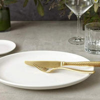 Fortessa - 8" Lucca Faceted Brushed Gold Titan PVD Table Forks, Pack of 12 - 1.9B.102.FC.002