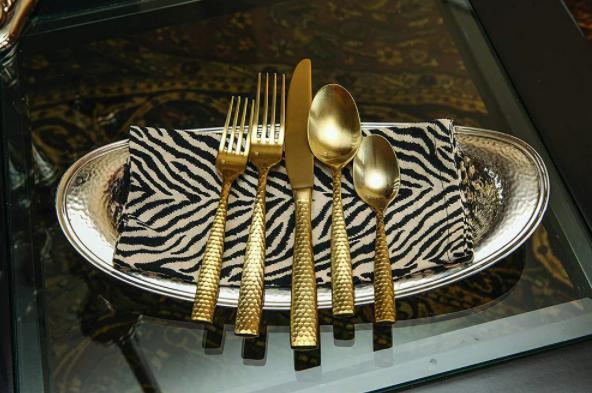 Fortessa - 8" Lucca Faceted Brushed Gold Titan PVD Table Forks, Pack of 12 - 1.9B.102.FC.002