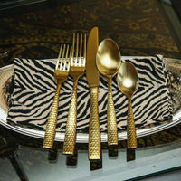 Fortessa - 8" Lucca Faceted Brushed Gold Titan PVD Table Forks, Pack of 12 - 1.9B.102.FC.002