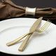 Fortessa - 8" Lucca Faceted Brushed Gold Titan PVD Table Forks Set of 12 - 1.9B.102.FC.002