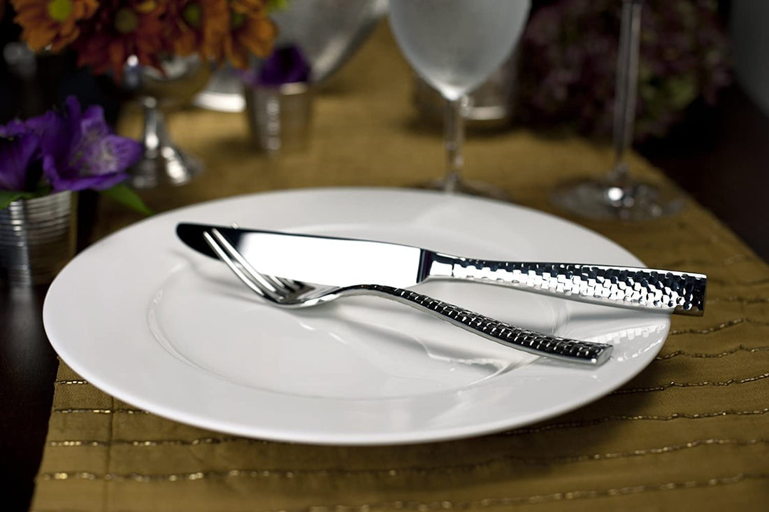 Fortessa - 8" Lucca Faceted Stainless Steel Table Forks, Pack of 12 - 1.5.102.FC.002