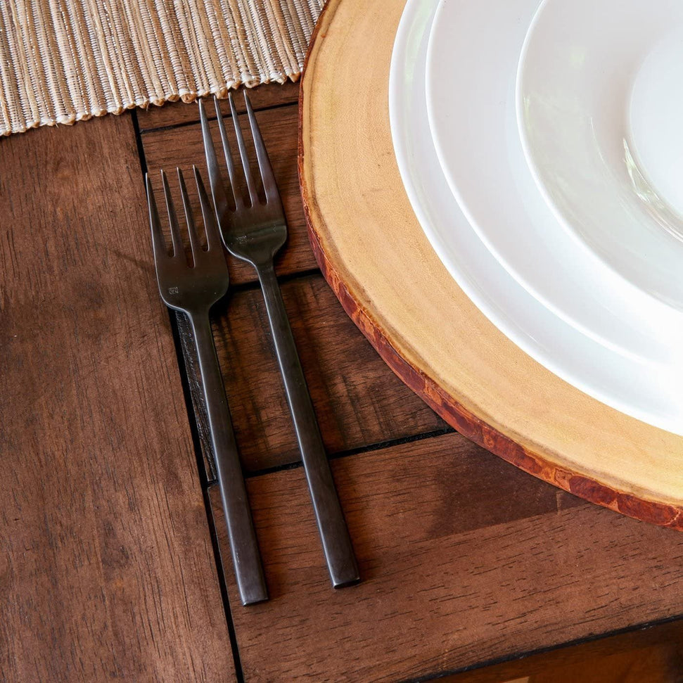 Fortessa - 8.25" Arezzo Brushed Black Titan PVD Stainless Steel Table Forks, Pack of 12 - 1.6B.165.00.002