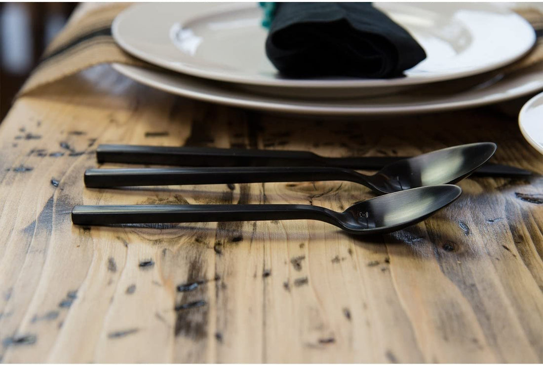 Fortessa - 8.25" Arezzo Brushed Black Titan PVD Stainless Steel Table Forks, Pack of 12 - 1.6B.165.00.002