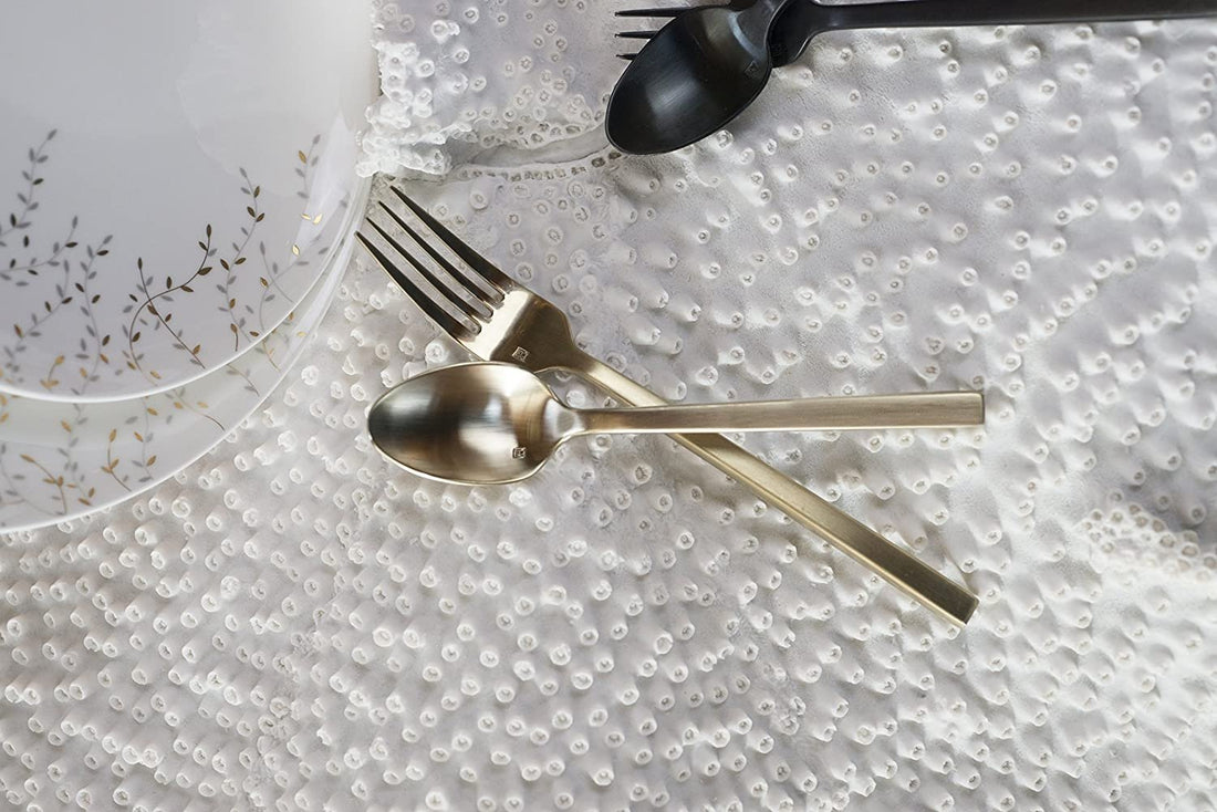 Fortessa - 8.25" Arezzo Brushed Gold Titan PVD Table Forks, Pack of 12 - 1.9B.165.00.002