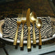 Fortessa - 9.1" Lucca Faceted Brushed Gold Titan PVD Serving Spoon - 1.9B.102.FC.027