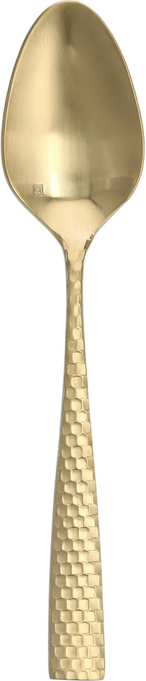 Fortessa - 9.1" Lucca Faceted Brushed Gold Titan PVD Serving Spoon - 1.9B.102.FC.027
