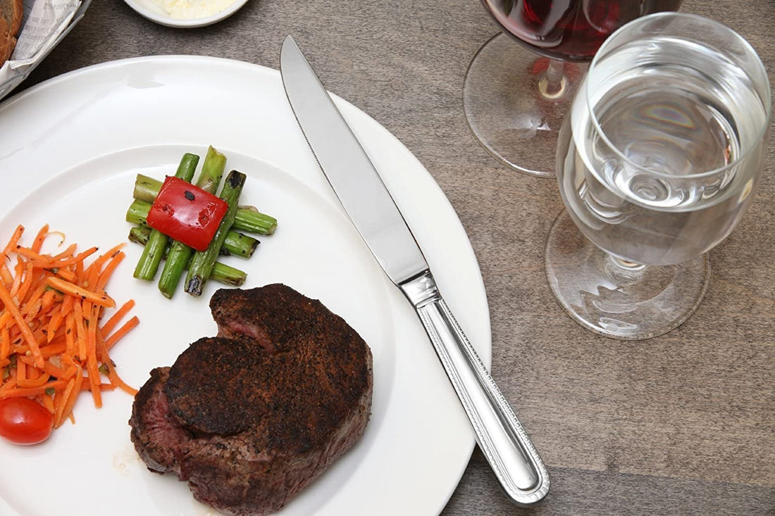 Fortessa - 9.5" Caviar Stainless Steel Steak Knives, Pack of 12 - 1.5.136.00.006