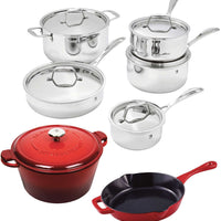HENCKELS - 13 PC Real Clad & Cast Iron Cookware Set - 40070-001