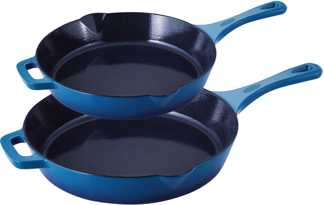 HENCKELS - 2 PC Cast Iron Fry Pan Set Blue- 13130-002