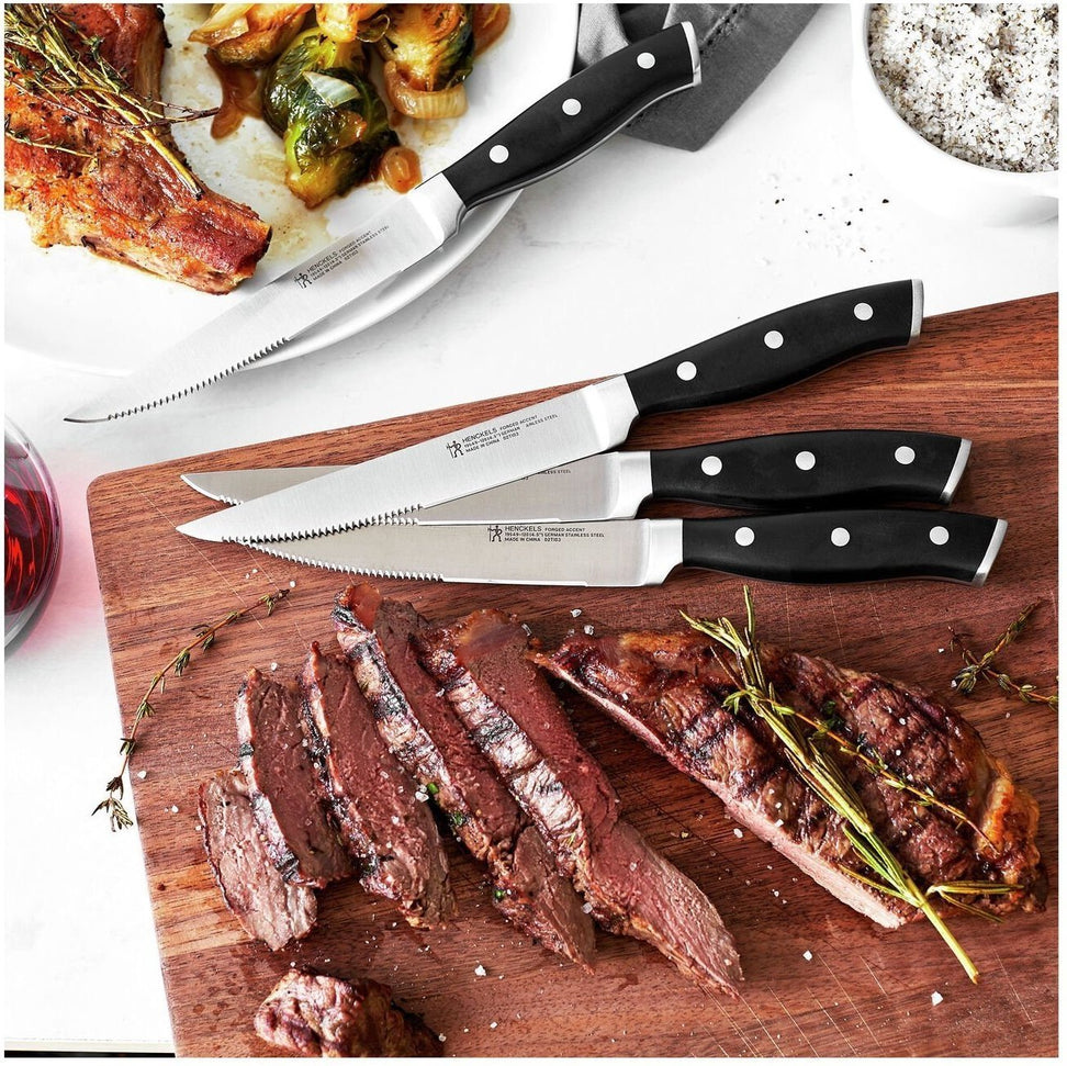 HENCKELS - Forged Accent 4 PC Steak Knife Set with Black Handle - 19549-004