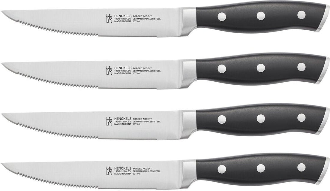 HENCKELS - Forged Accent 4 PC Steak Knife Set with Black Handle - 19549-004