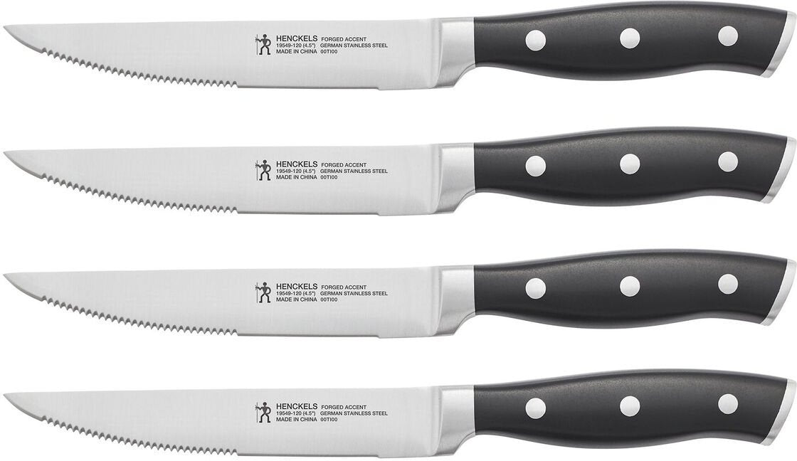 HENCKELS - Forged Accent 4 PC Steak Knife Set with Black Handle - 19549-004