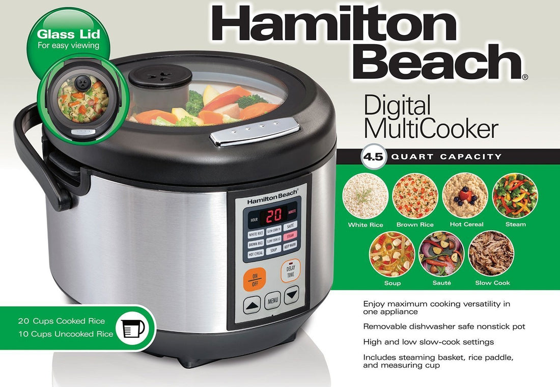 Hamilton Beach - 4.5 QT Digital Multi-Cooker with Glass Lid - 37523
