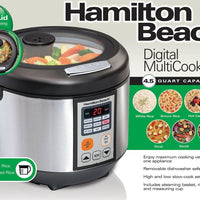 Hamilton Beach - 4.5 QT Digital Multi-Cooker with Glass Lid - 37523
